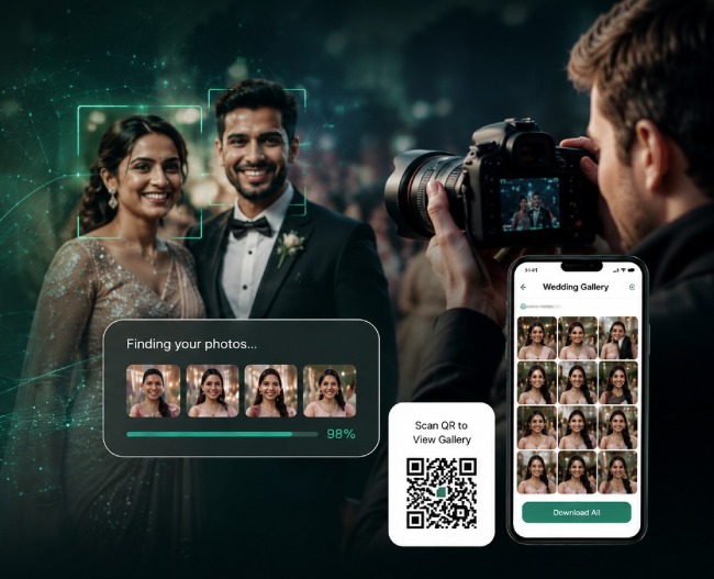Event guest portrait used for an example face search