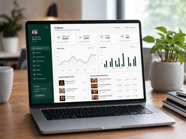 Gallery activity dashboard on a laptop